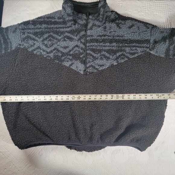 Reebok Core 10 Hoodie drop shoulder dolman half zip pockets sherpa grey blk 2XL - Picture 4 of 16